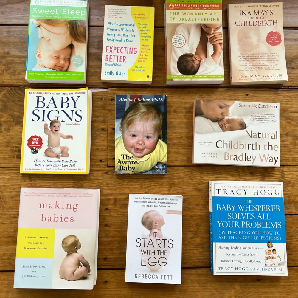 Baby pregnancy breastfeeding birthing books lot of 10 good like new condition